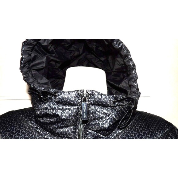 Michael Kors Packable Puffer Jacket Coat Hooded Signature All Over Print Medium - Picture 2 of 16